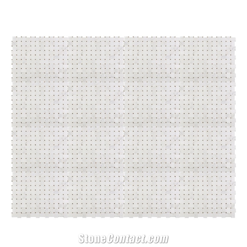 Building Materials Thassos White Basketwave Mosaic