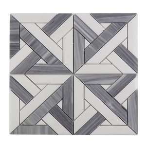 Cross Pattern Thassos Marble Mosaic Tile