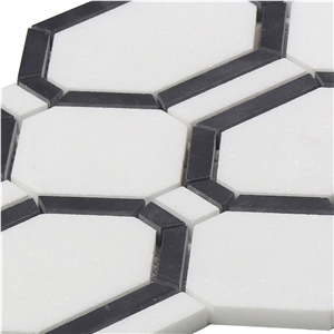 Thassos Hexagon Waterjet Mosaic