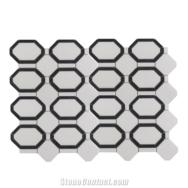 Thassos Hexagon Waterjet Mosaic
