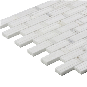Thassos White Mini Brick Pattern Marble Mosaic