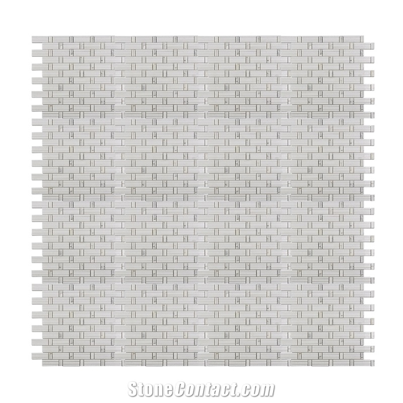 Thassos White Mini Brick Pattern Marble Mosaic
