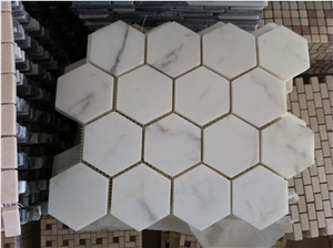 Calacatta White Italian Marble Hexagon Mosaic
