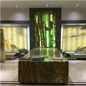 Backlit Bamboo Green Marble Slabs