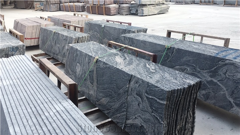 Chinese Polished Waves Black Granite Slab and Tile