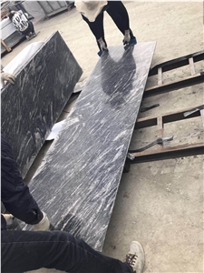 Chinese Polished Waves Black Granite Slab and Tile
