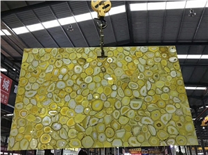 Customized Large Yellow Agate Stone Slabs