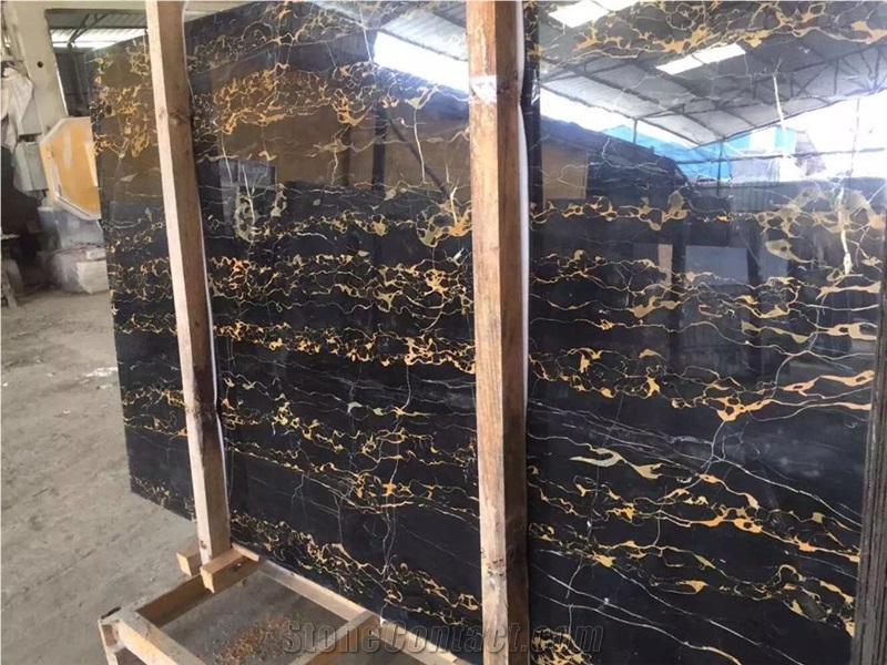 Italian Black and Gold Marble Slabs