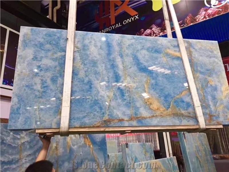 Natural Blue Onyx Slabs for Feature Wall