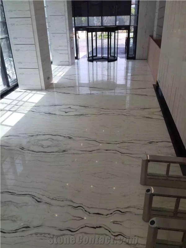 Polished Chinese Panda White Marble Slab Tile