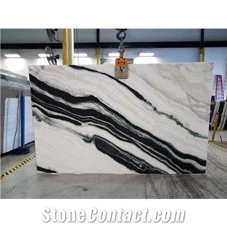 Polished Chinese Panda White Marble Slab Tile