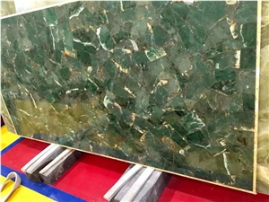 Polished Green Agate Slabs Feature Wall Decoration