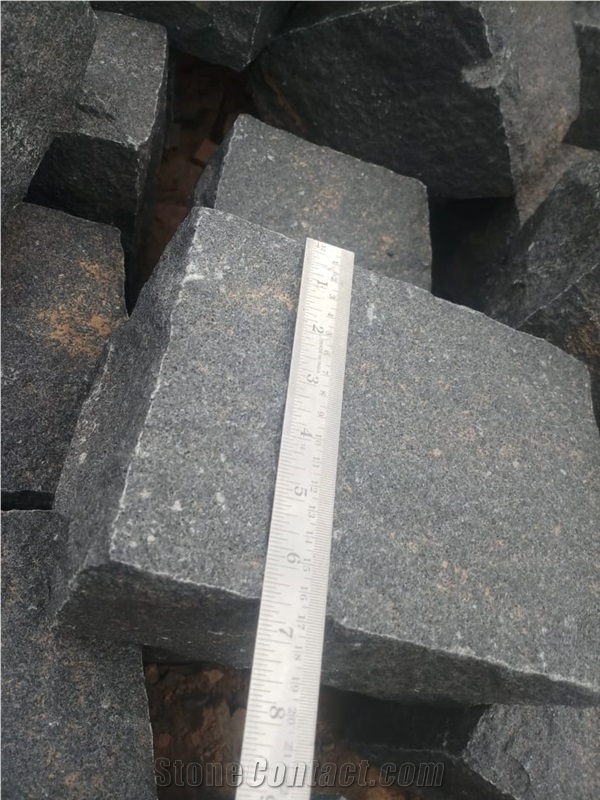 Indian Black Granite Cubestones, Cobble Stones