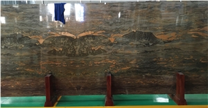 Andean Landscape Mountain Brown Marble Slabs Tiles