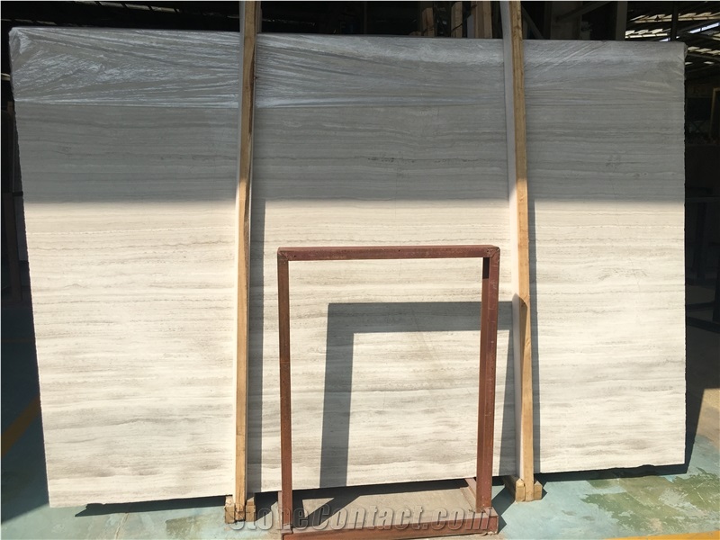 Athens White Wooden Grain Marble Slab & Floor Tile