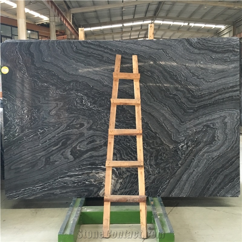 Black Wood Vein Marble Slabs & Walling Floor Tiles