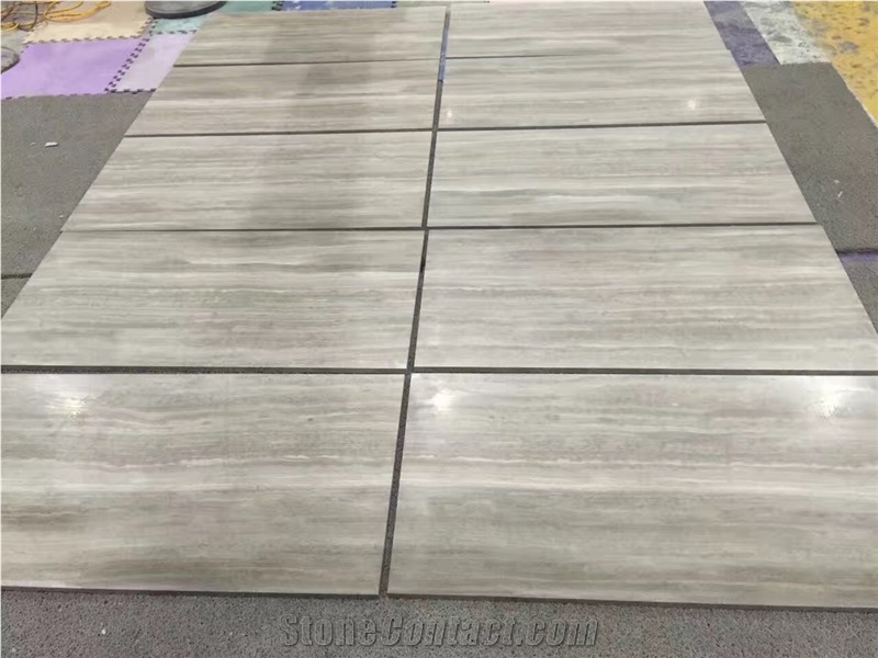 Chinese Price White Wooden Grain Marble Tile