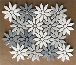 Cream Marfil Light Emperador Marble Flower Mosaic