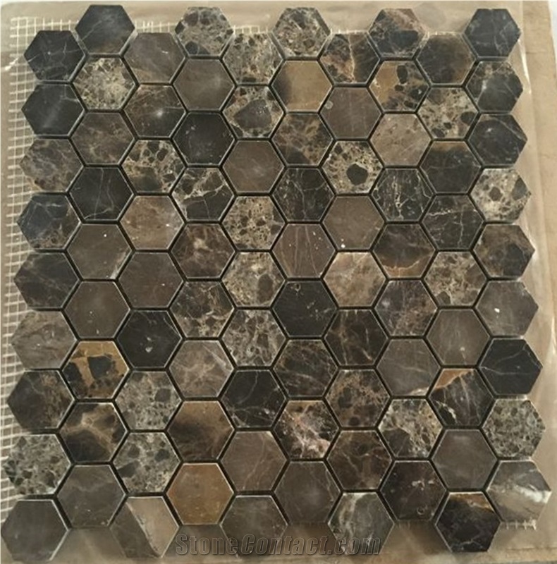 Dark Emperador Marble Hexagon Mosaic Tile Price
