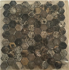 Dark Emperador Marble Hexagon Mosaic Tile Price