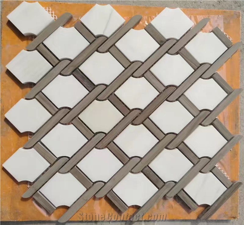 Hexagon Carrara Thassos Marble Mosaic Floor Tile
