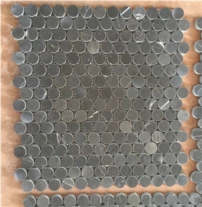 Pietra Grey Marble Fan Shaped Fish Scale Mosaic