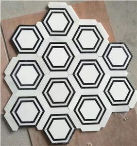 Polished Bianco Carrara Marble Mosaic Floor Tile