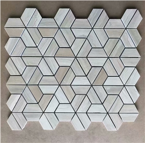 Polished Wooden White Marble Mosaic Tile Price