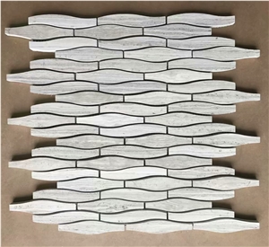 Polished Wooden White Marble Mosaic Tile Price