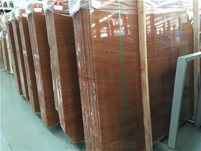 Red Wood Grain Onyx Slabs & Walling Flooring Tiles