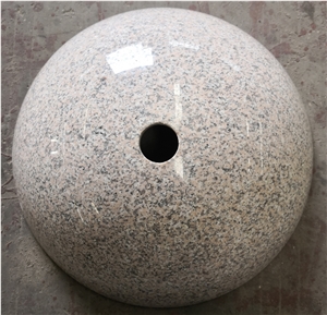 Round Grey Granite Stone Bathroom Vessel Sinks