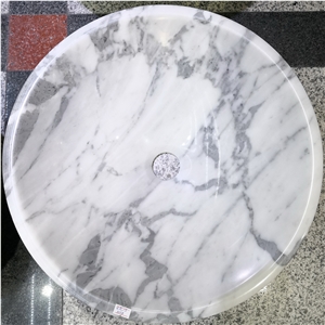 Round Grey Shell Marble Bathroom Vessel Sink Price