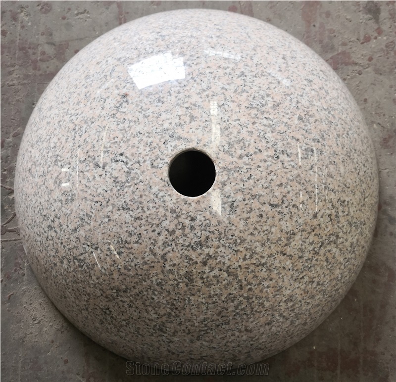 Round Red Granite Stone Bathroom Vessel Sinks