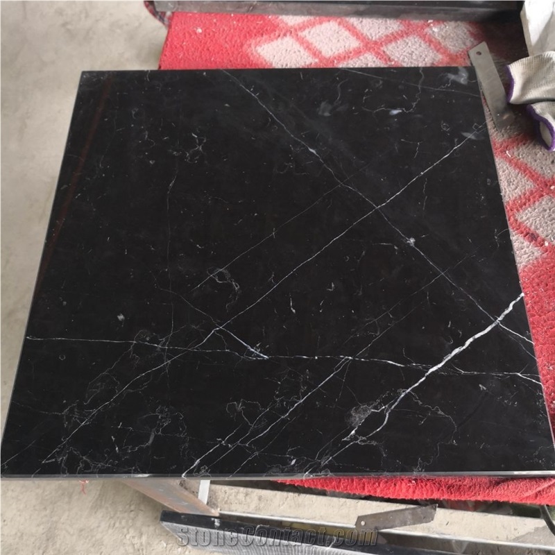 Spanish Black Negro Marquina Marble Flooring Tile