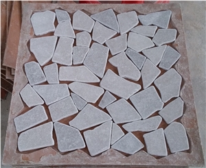 Tumbled Irregular Carrara White Marble Mosaic Tile