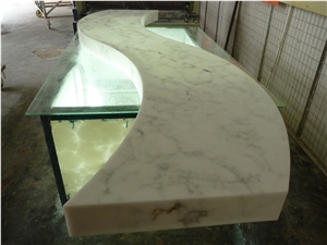 Faux Alabaster Panel Translucent Stone Table