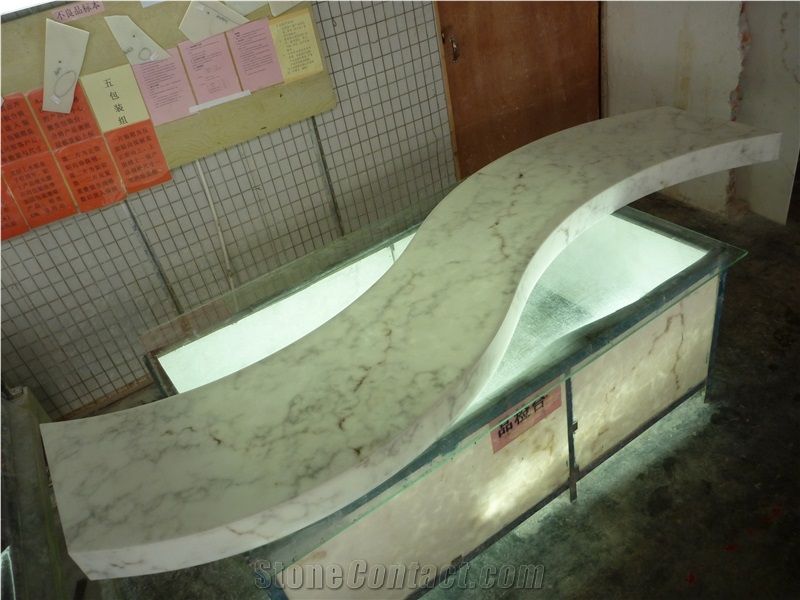 Faux Alabaster Panel Translucent Stone Table