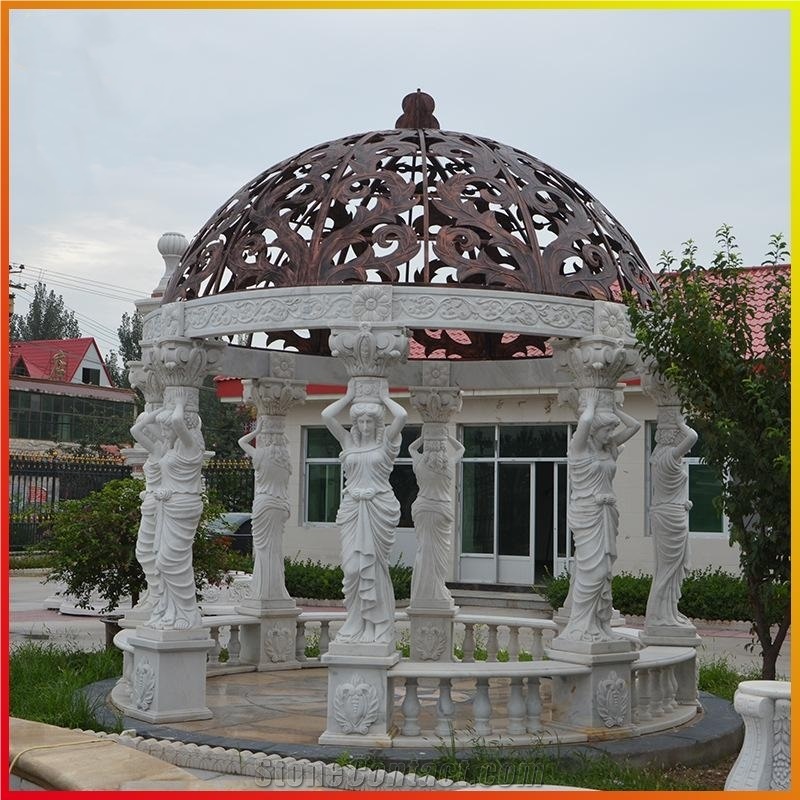 Classic Hand Carved Marble Figure Outdoor Gazebo