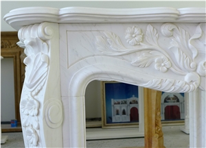 French Style White Marble Fireplace Mantel