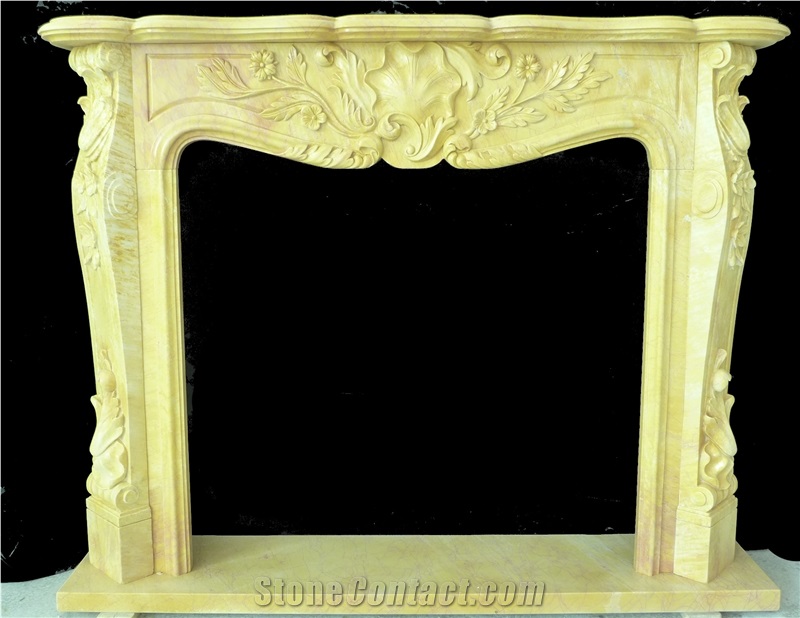 Indoor Stone Fireplace Mantel