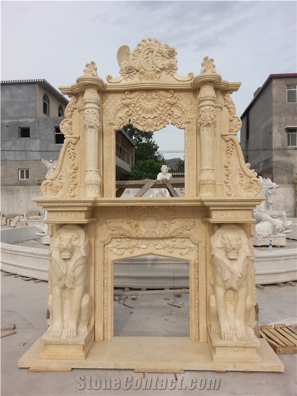 Large Outdoor Lion Fireplace Mantel