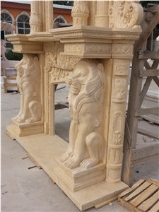 Large Outdoor Lion Fireplace Mantel