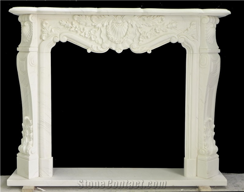 Nice Hand Carved Stone Indoor Fireplace Mantel