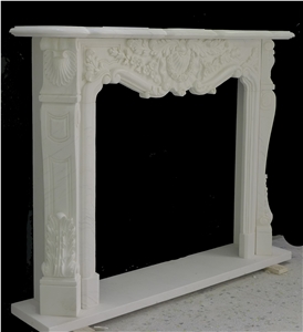 Nice Hand Carved Stone Indoor Fireplace Mantel