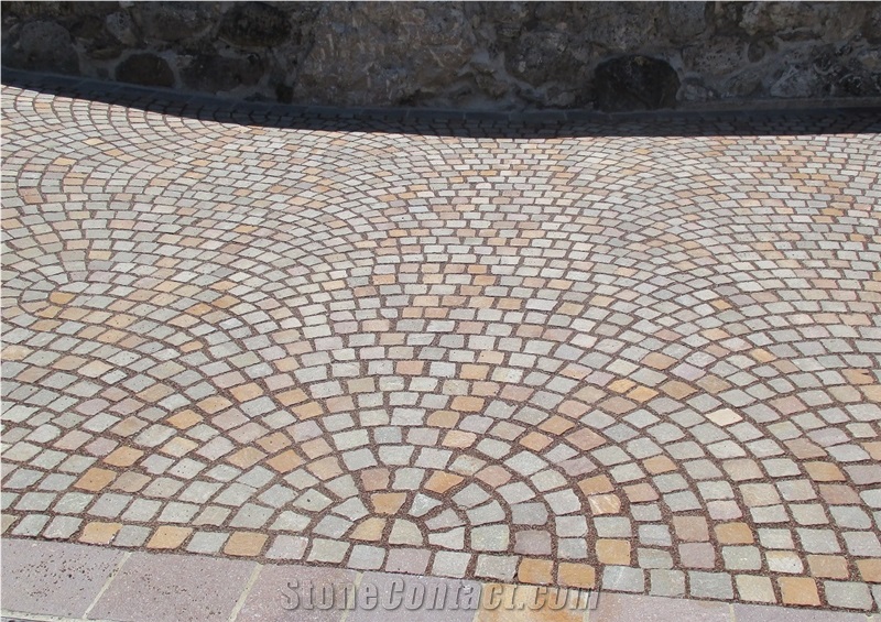 Porfido Trentino Cubes, Porphyry Setts Natural Surface