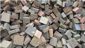 Porphyry Flamed Setts ,Porfido Trentino Cubes Surface Flamed