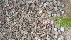 Porphyry Flamed Setts ,Porfido Trentino Cubes Surface Flamed