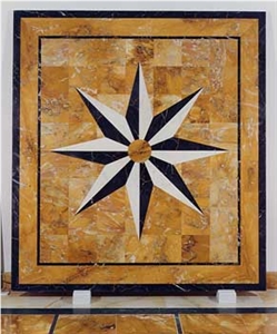 Broccatello,Portoro,Bianco Di Siena,Giallo Siena-Giallo Avorio, ,Bianco Carrara Waterjet Floor Medallions