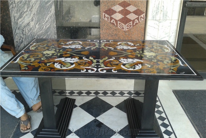 Marble and Onyx Inlay Table Tops