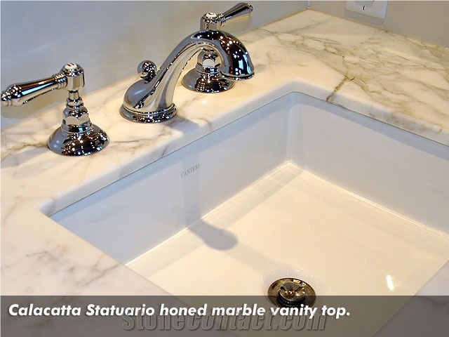 Calacatta Statuario Honed Marble Vanity Top
